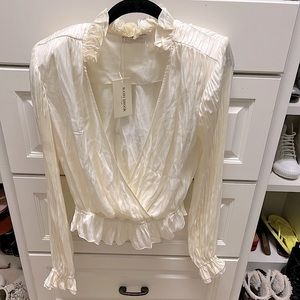 Ramy Brook Dorit Long Sleeve V Neck Blouse Top (NEW & TAGS ATTACHED!)